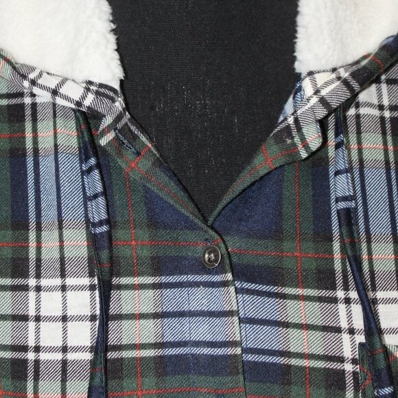 NWT Polly & Esther Juniors’ Plaid Faux Fur-Hoodie - Picture 7 of 14
